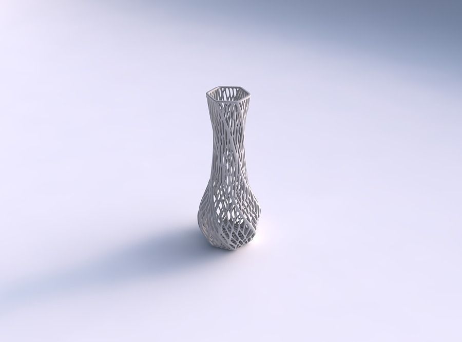 Vase twisted larger opening hexagon with twisted lattice tiles 3D print model_0
