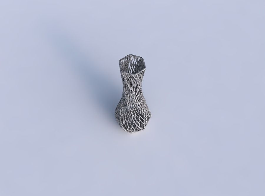 Vase twisted larger opening hexagon with twisted lattice tiles 3D print model_6