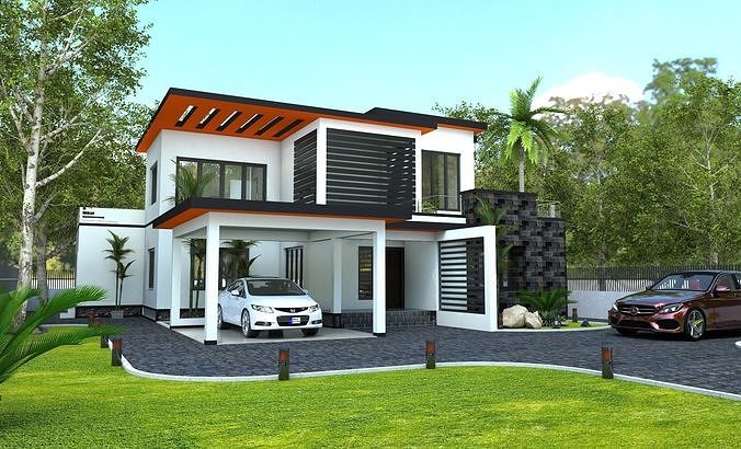 modern house  Free 3D model