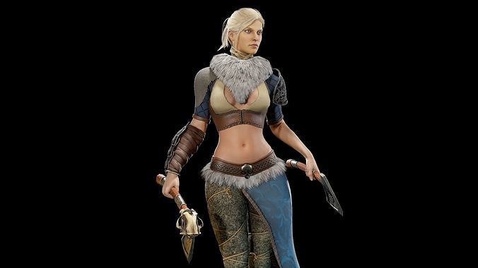 Viking Girl Low-poly 3D model