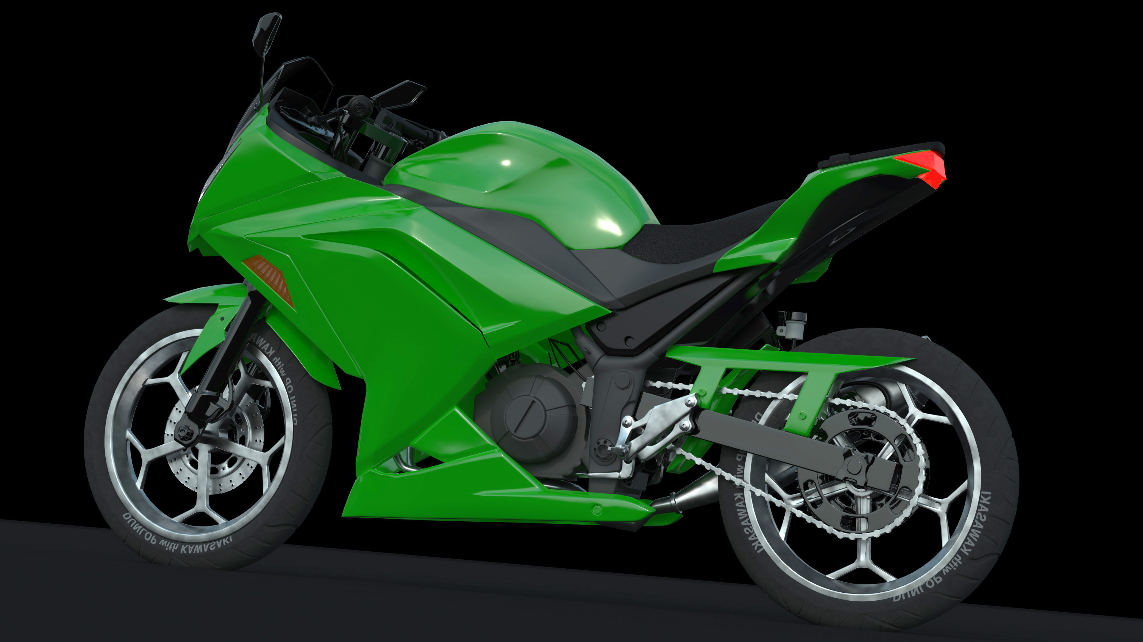 kawasaki ninja300 moto  3D model_3