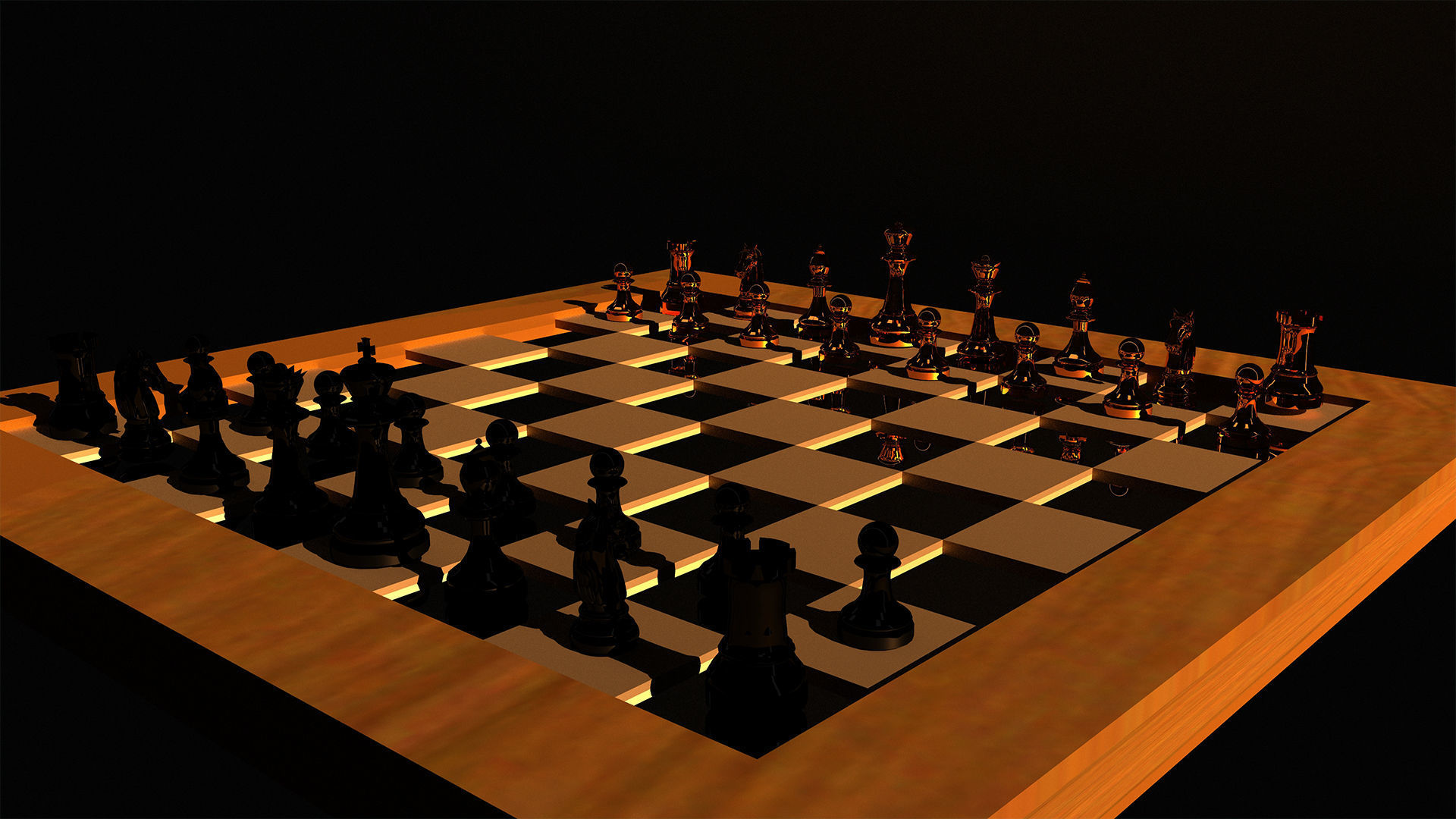 Chess Pieces and Board FBX OBJ 3D model_4