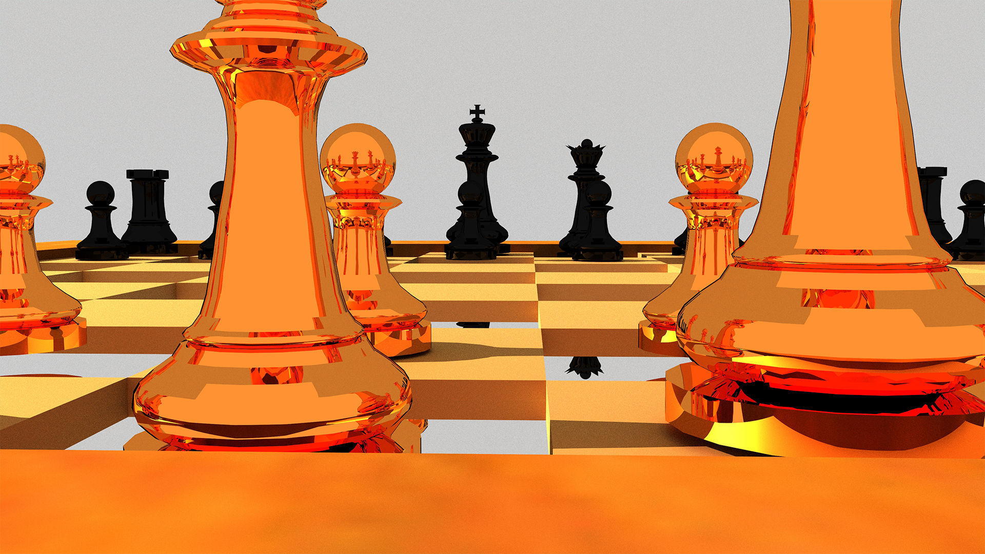 Chess Pieces and Board FBX OBJ 3D model_7