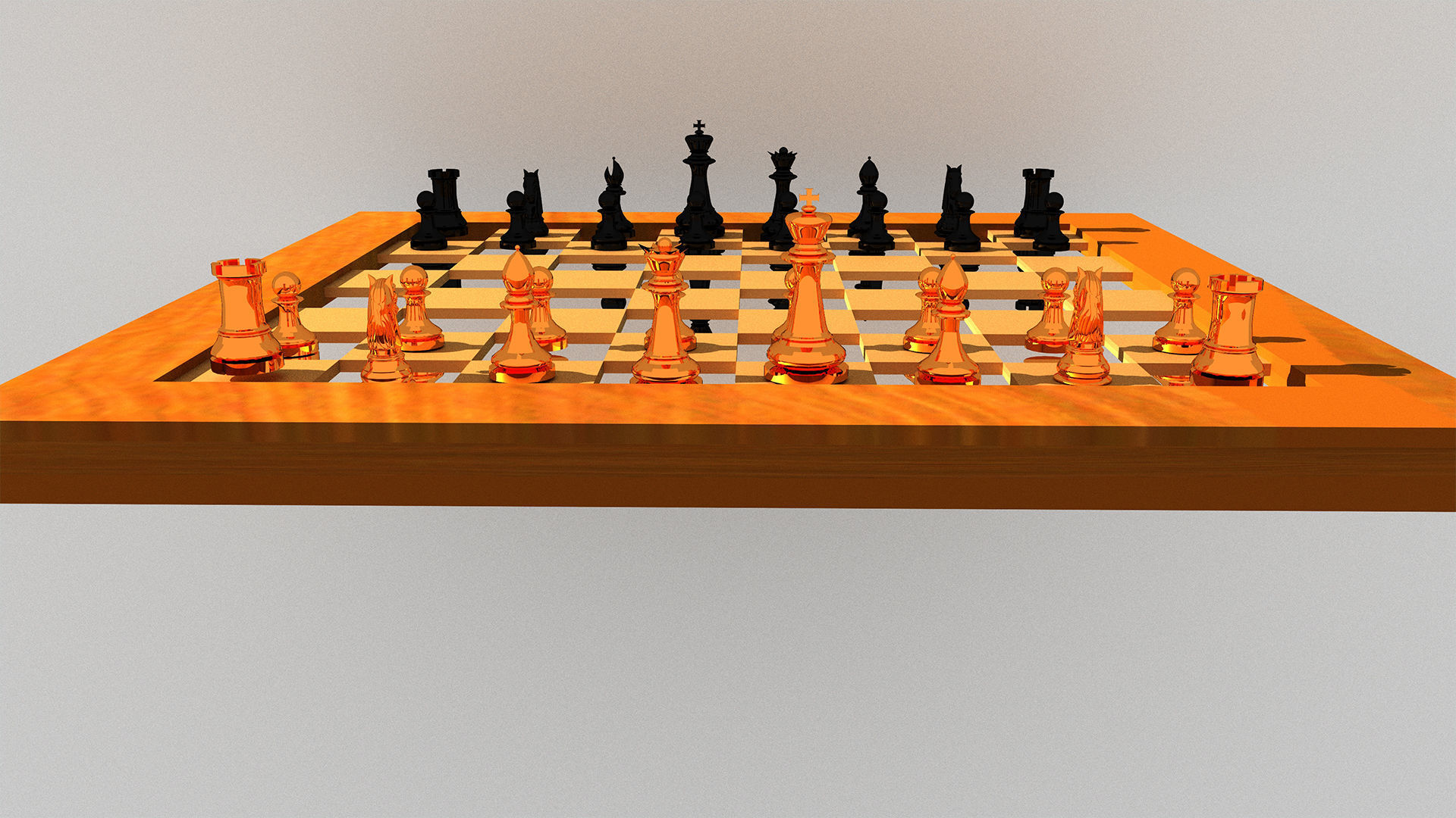 Chess Pieces and Board FBX OBJ 3D model_2