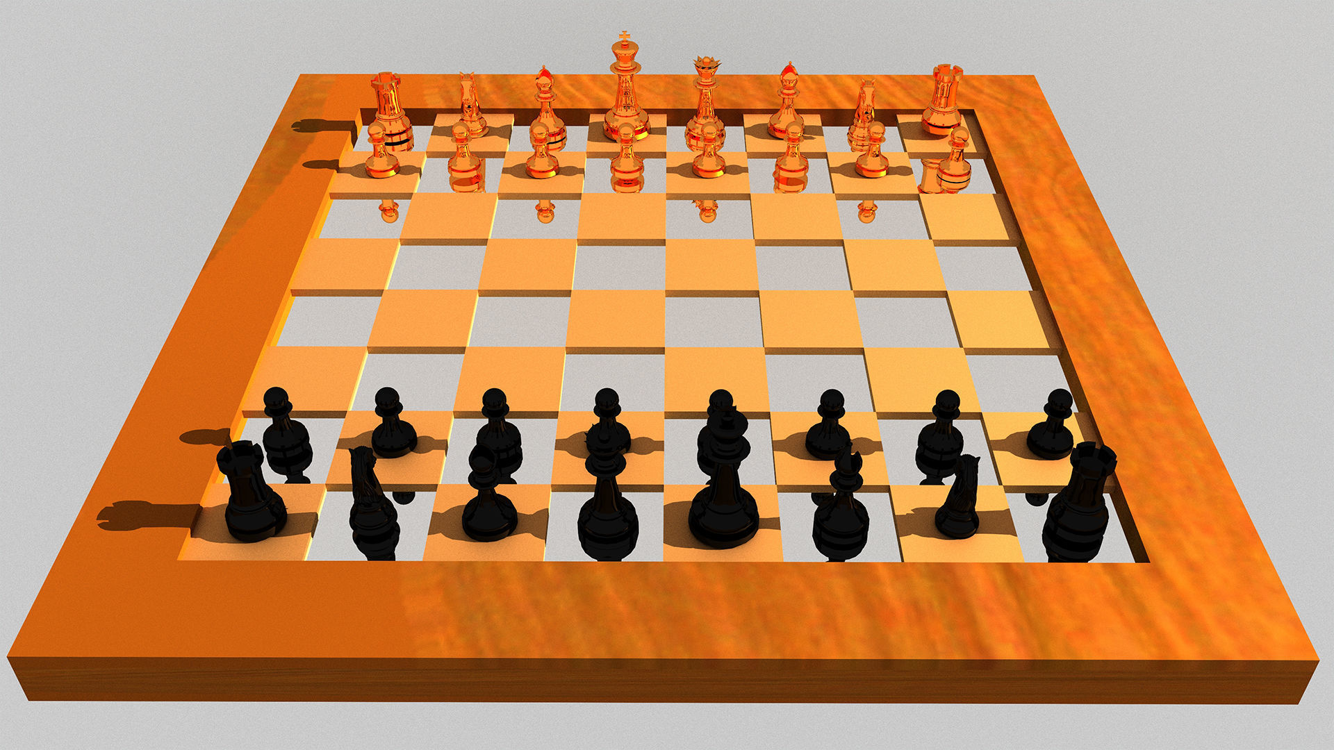 Chess Pieces and Board FBX OBJ 3D model_6