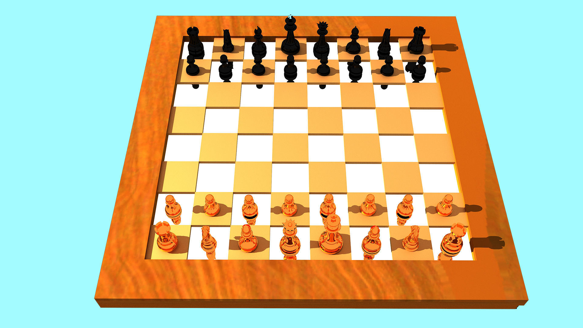 Chess Pieces and Board FBX OBJ 3D model_3