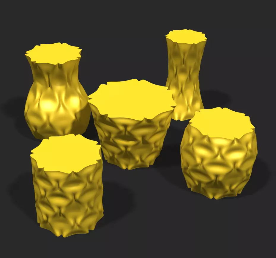 Cups and vases - crumpled surface 3D print model