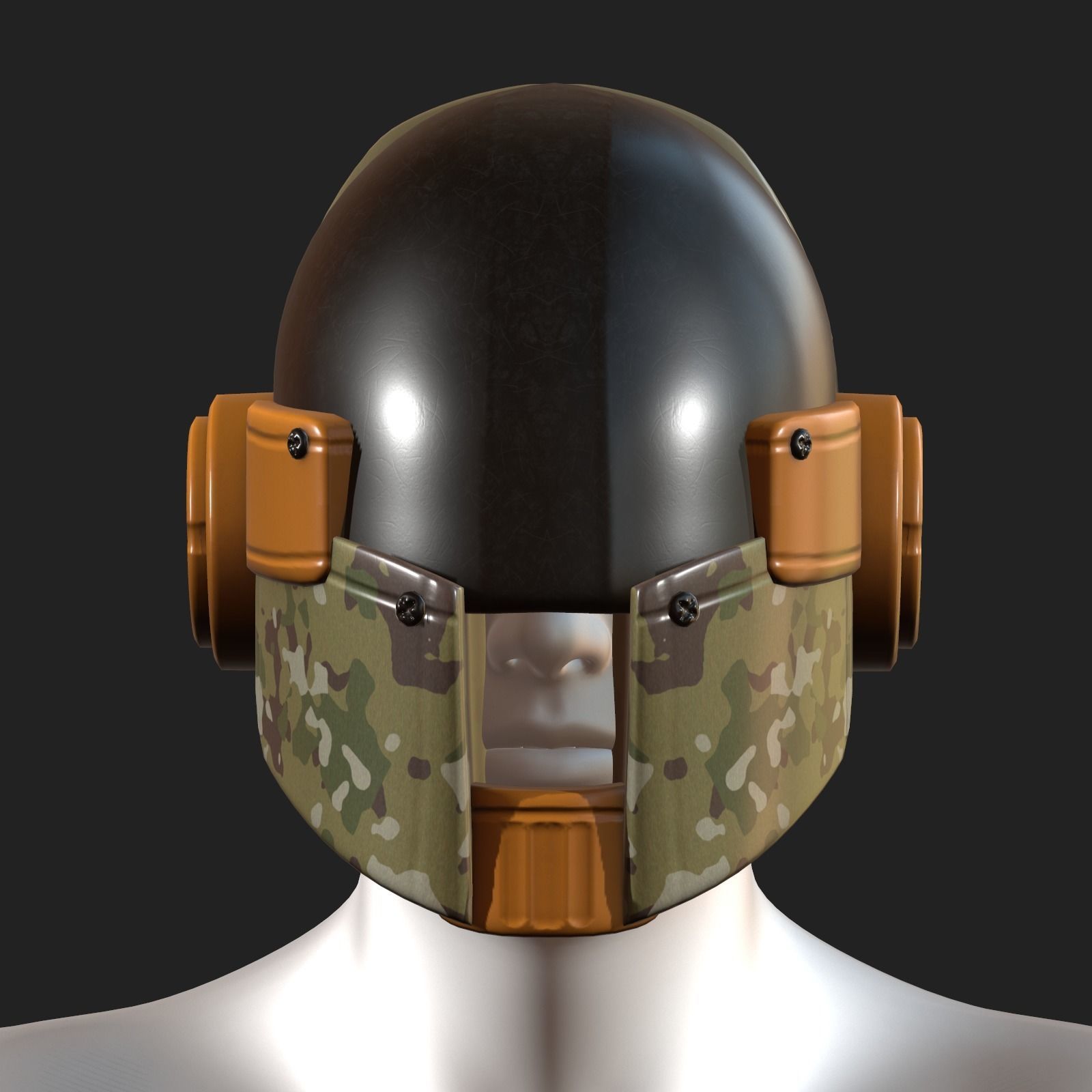 Helmet scifi military combat 3d model low poly Low-poly 3D model_6