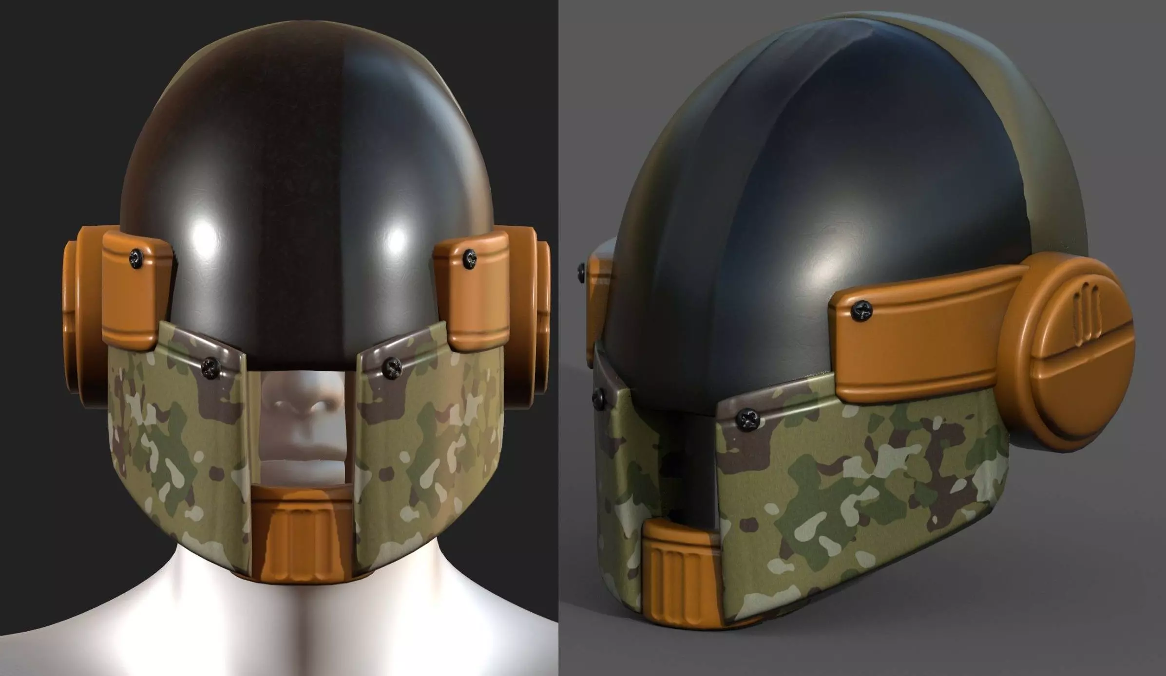 Helmet scifi military combat 3d model low poly Low-poly 3D model_0