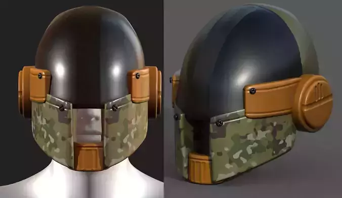 Helmet scifi military combat 3d model low poly 