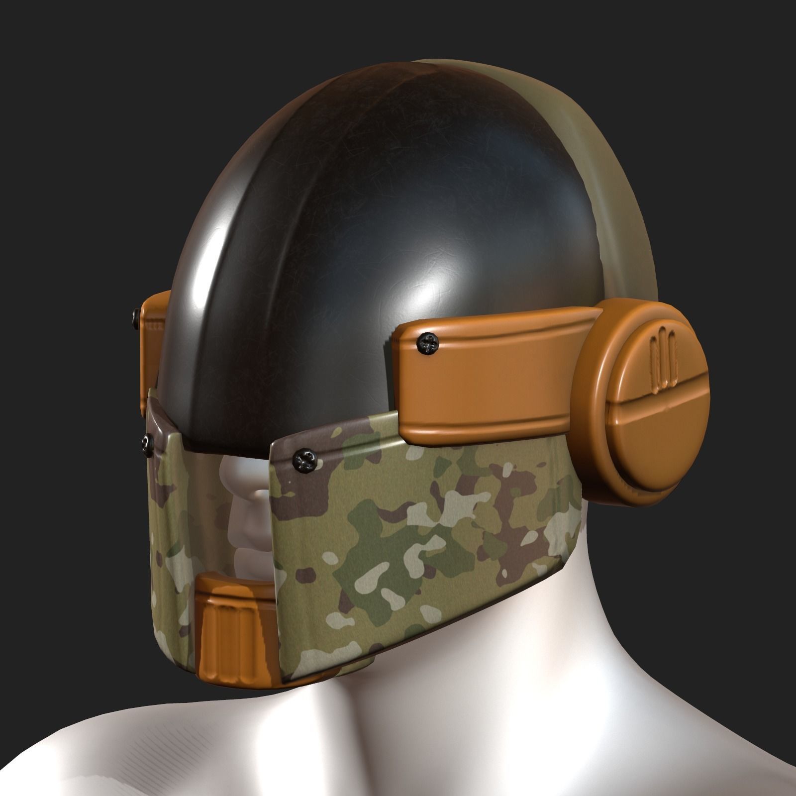 Helmet scifi military combat 3d model low poly Low-poly 3D model_8