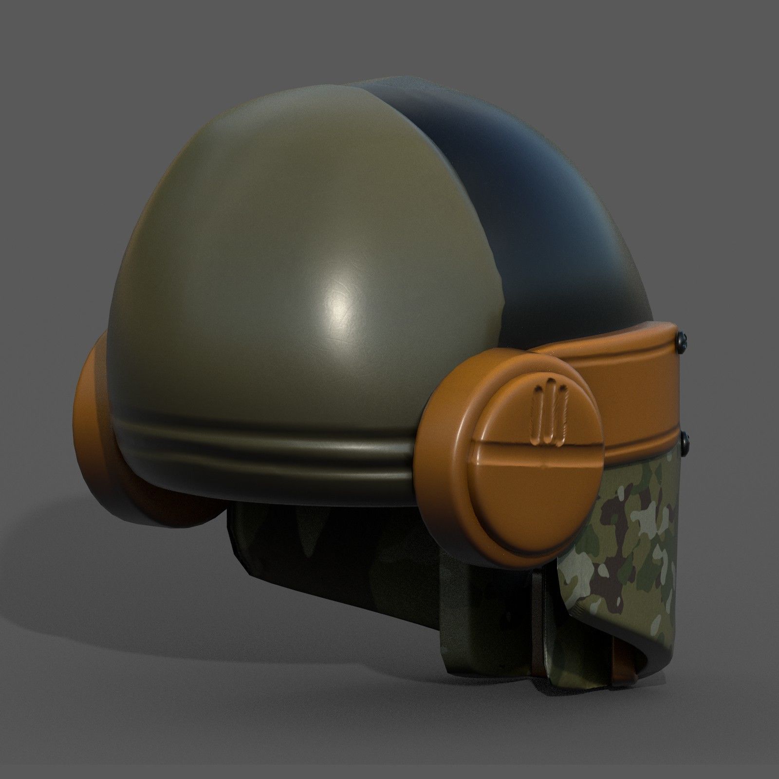 Helmet scifi military combat 3d model low poly Low-poly 3D model_1