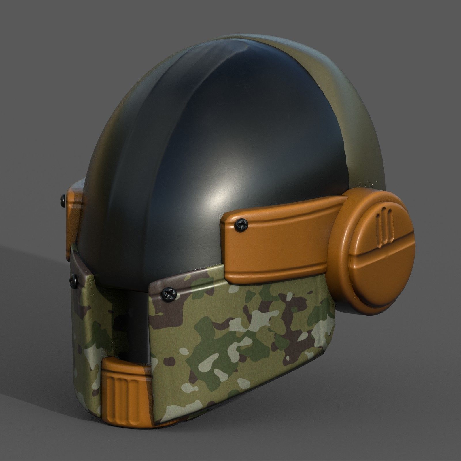 Helmet scifi military combat 3d model low poly Low-poly 3D model_5