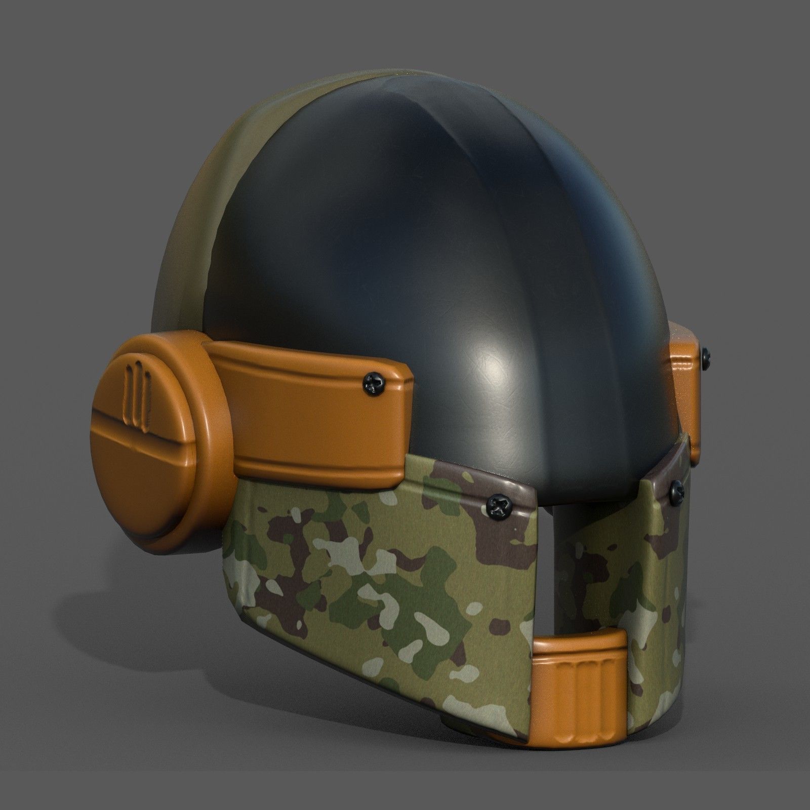 Helmet scifi military combat 3d model low poly Low-poly 3D model_7