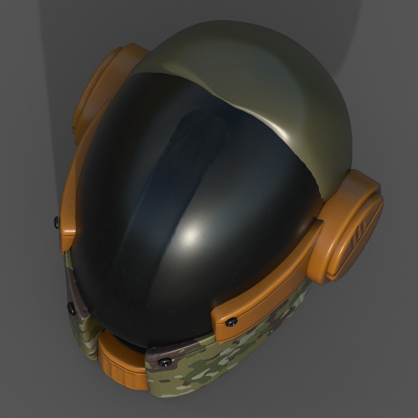Helmet scifi military combat 3d model low poly Low-poly 3D model_3