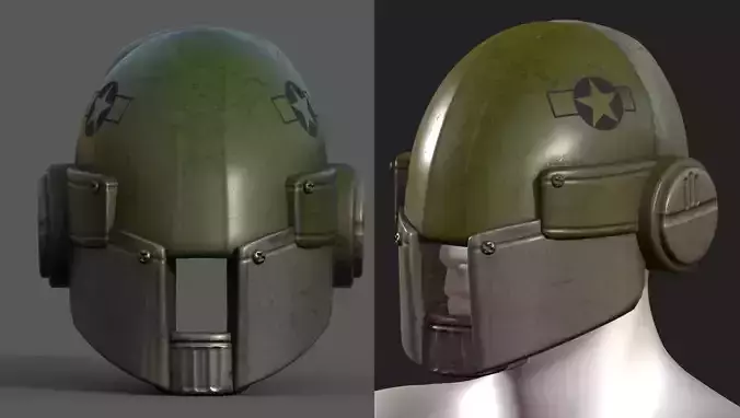 Helmet scifi military combat 3d model low poly 