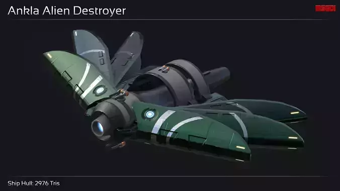 Ankla Alien Destroyer Low-poly 3D model