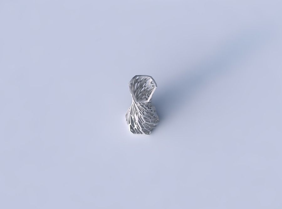 Vase twisted squeezed and bent hexagon 2 with faceted organic... 3D print model_2
