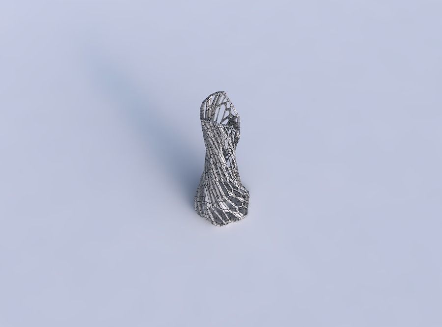 Vase twisted squeezed and bent hexagon 2 with faceted organic... 3D print model_6