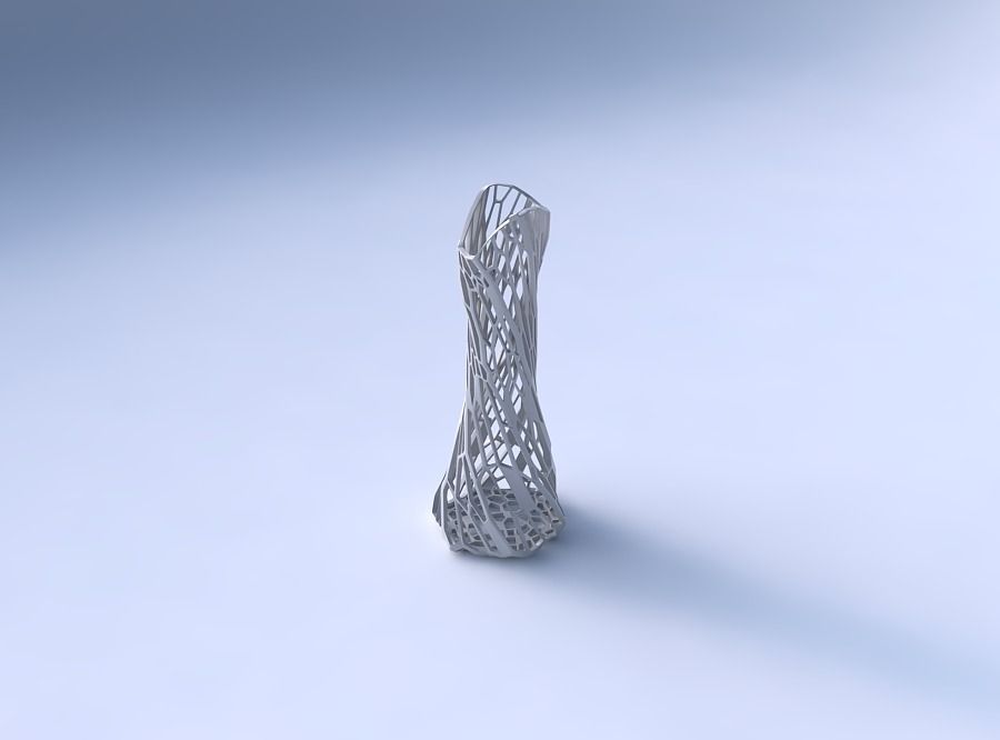 Vase twisted squeezed and bent hexagon 2 with faceted organic... 3D print model_3