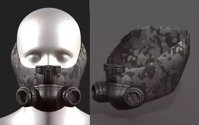Gas mask helmet 3d model military combat 