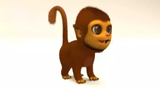 cartoon monkey Low-poly 3D model