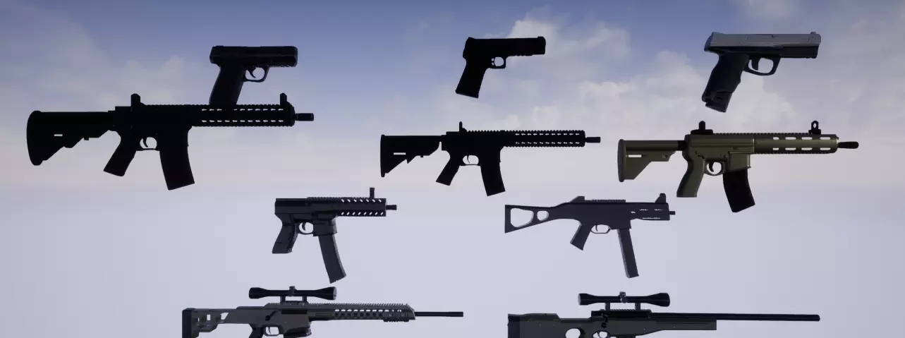 weapon pack 10 in 1  Low-poly 3D model_0