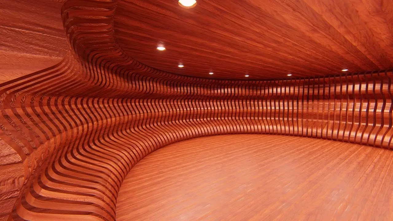 Rounded curved wall LS design 3D model_0