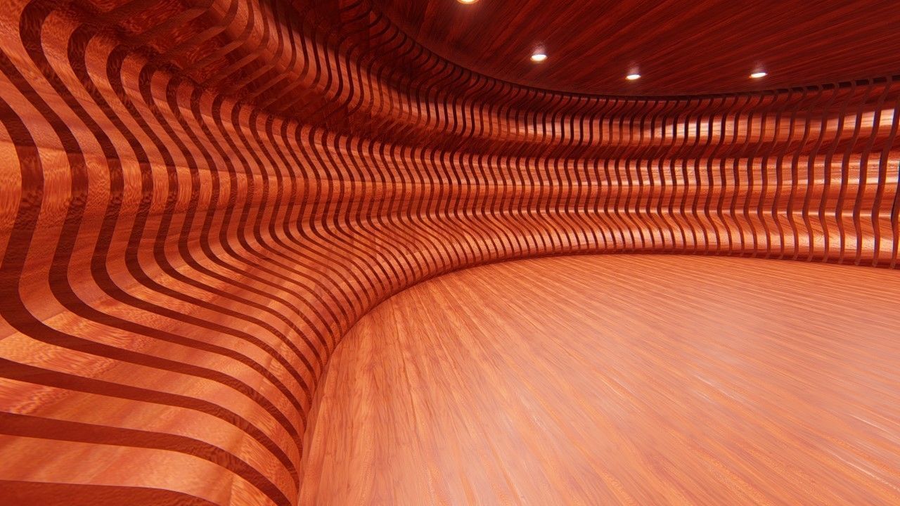 Rounded curved wall LS design 3D model_1