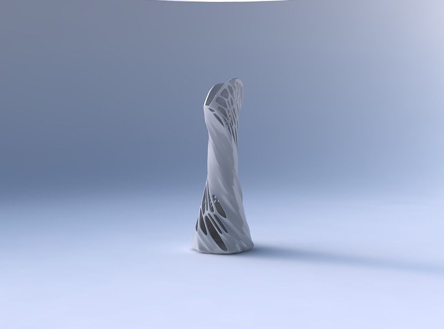 Vase twisted squeezed and bent hexagon 2 with organic lattice... 3D print model_4