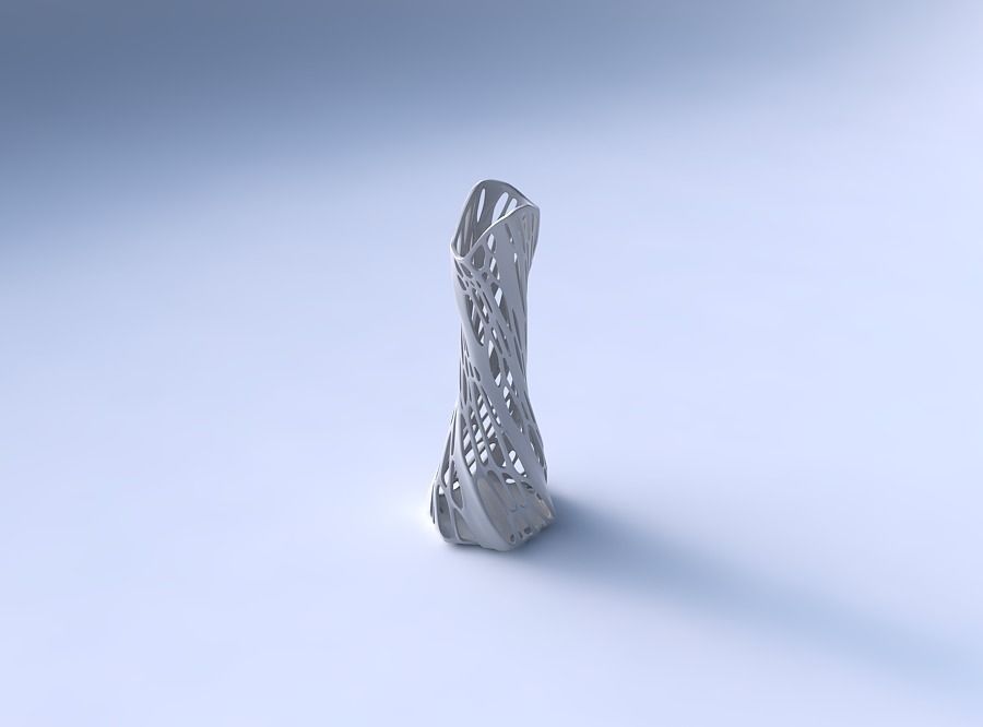 Vase twisted squeezed and bent hexagon 2 with organic lattice... 3D print model_3