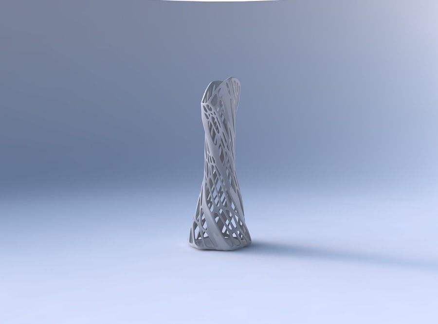 Vase twisted squeezed and bent hexagon 2 with organic lattice... 3D print model_4