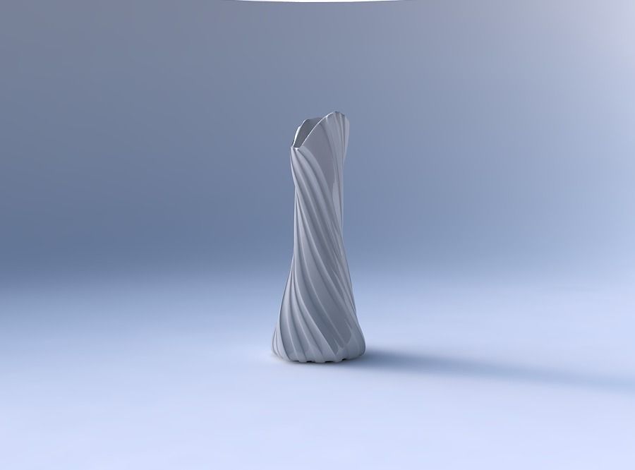 Vase twisted squeezed and bent hexagon 2 with smooth vertical... 3D print model_4