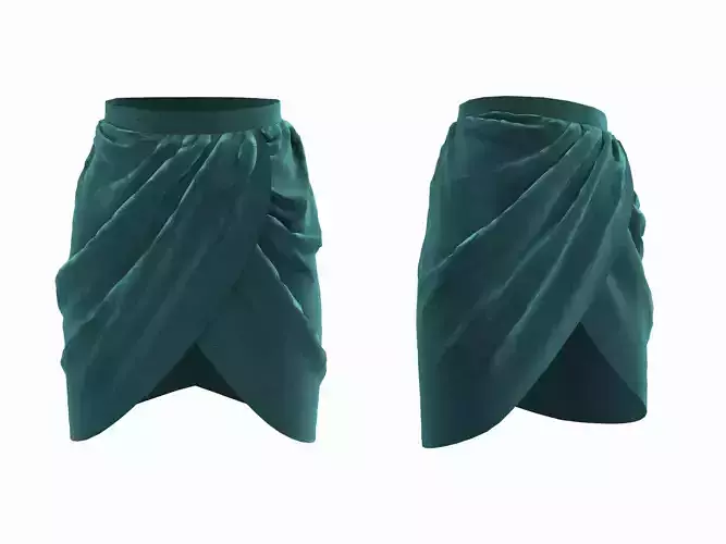 skirt person shorts in teal 3D model