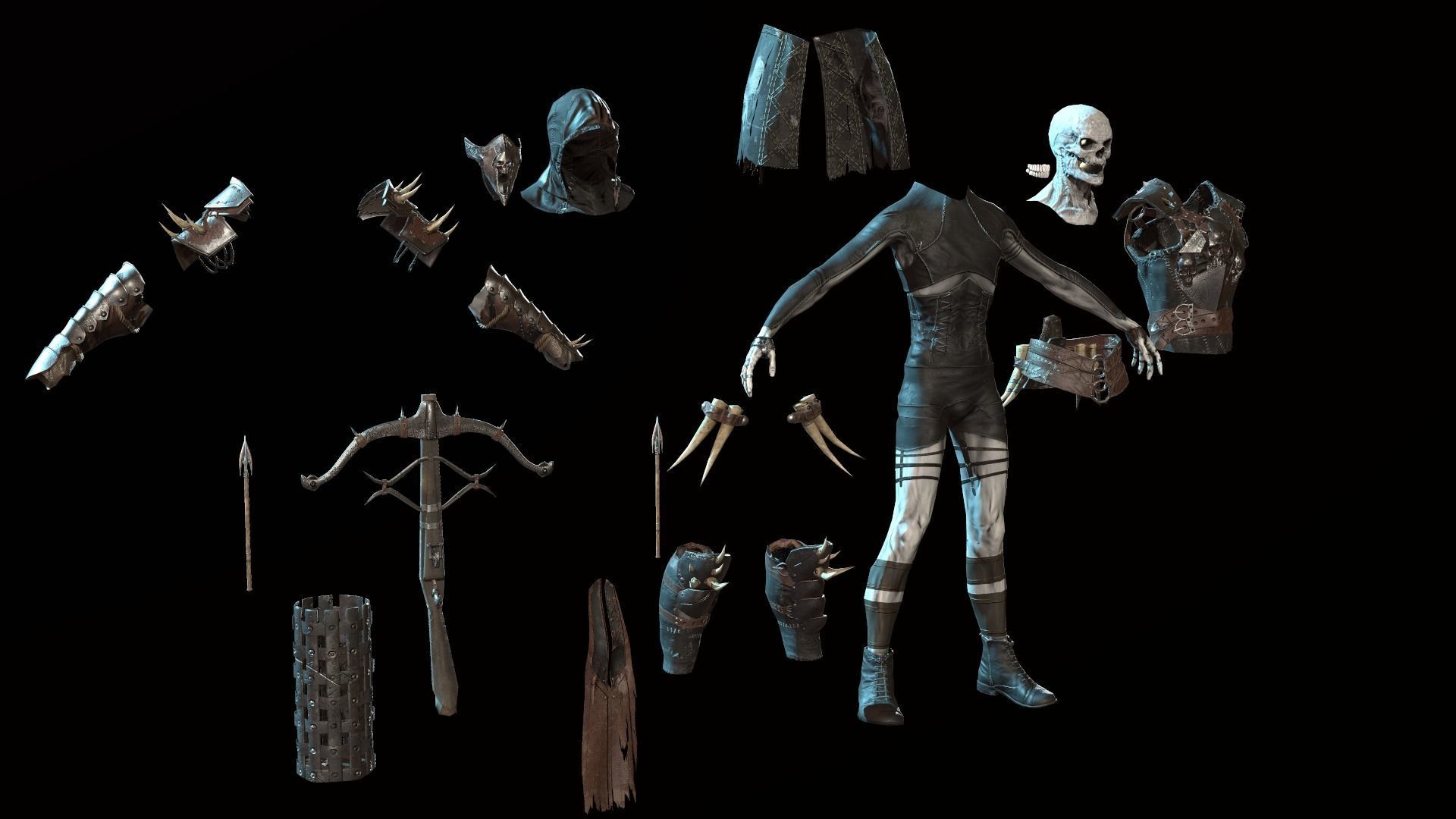 Skeleton Crossbowman Low-poly 3D model_9