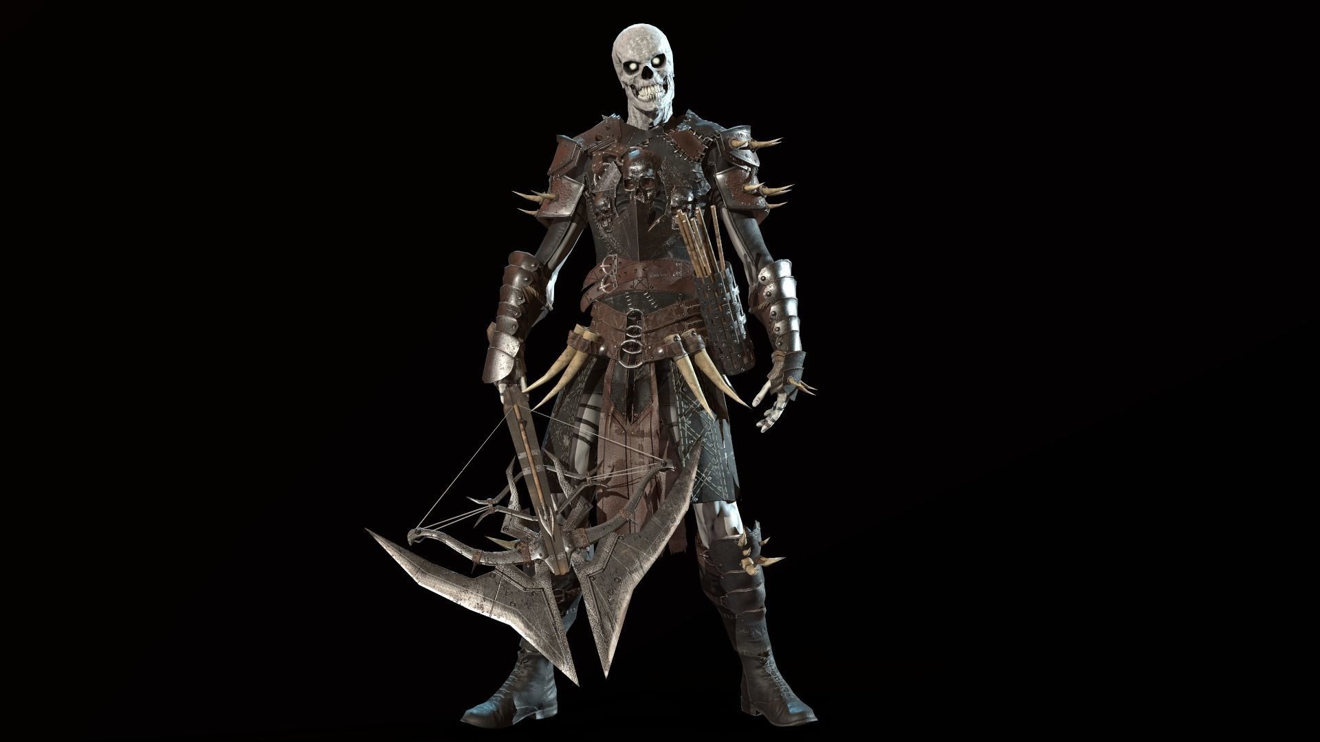 Skeleton Crossbowman Low-poly 3D model_19