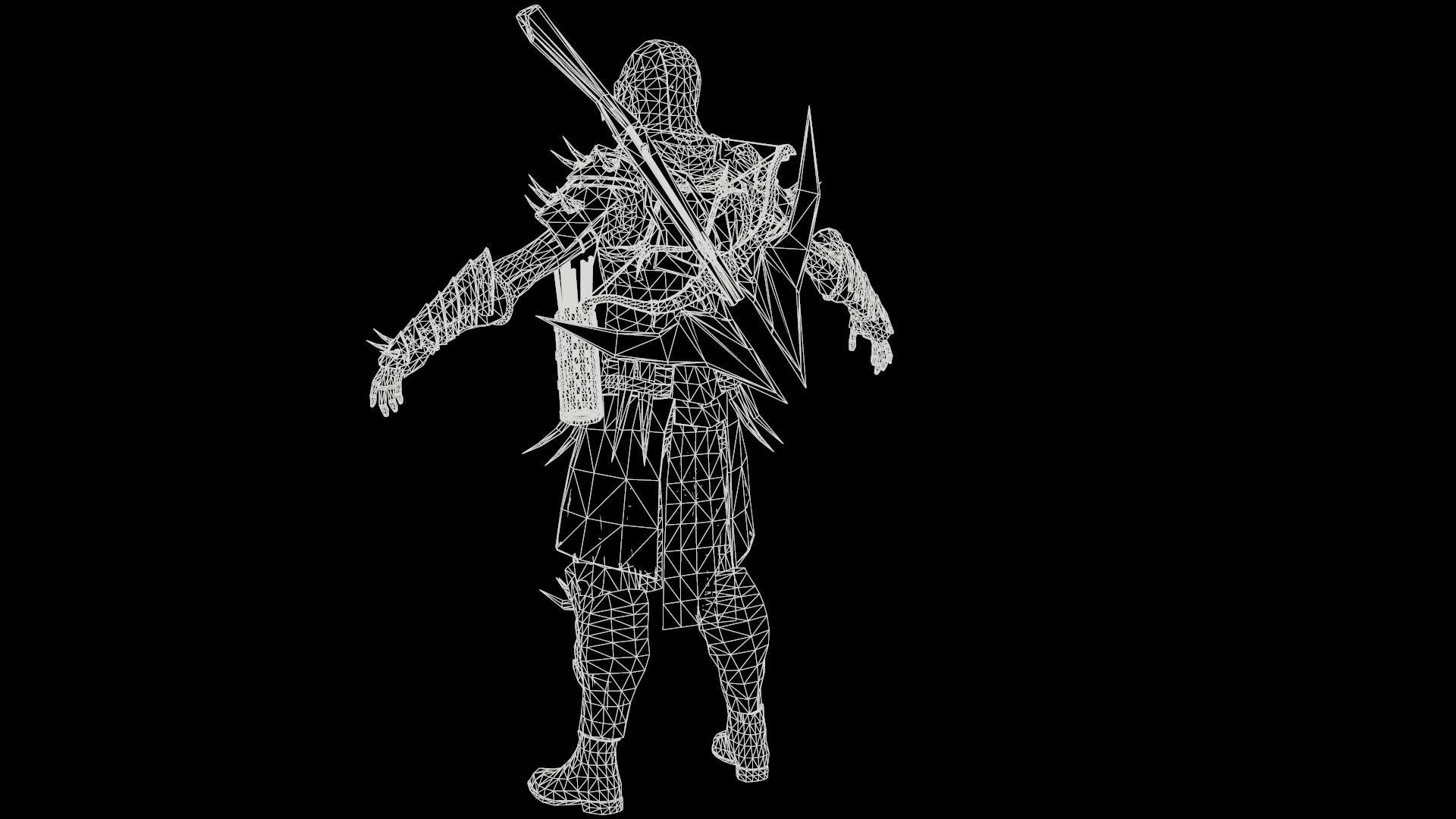 Skeleton Crossbowman Low-poly 3D model_8