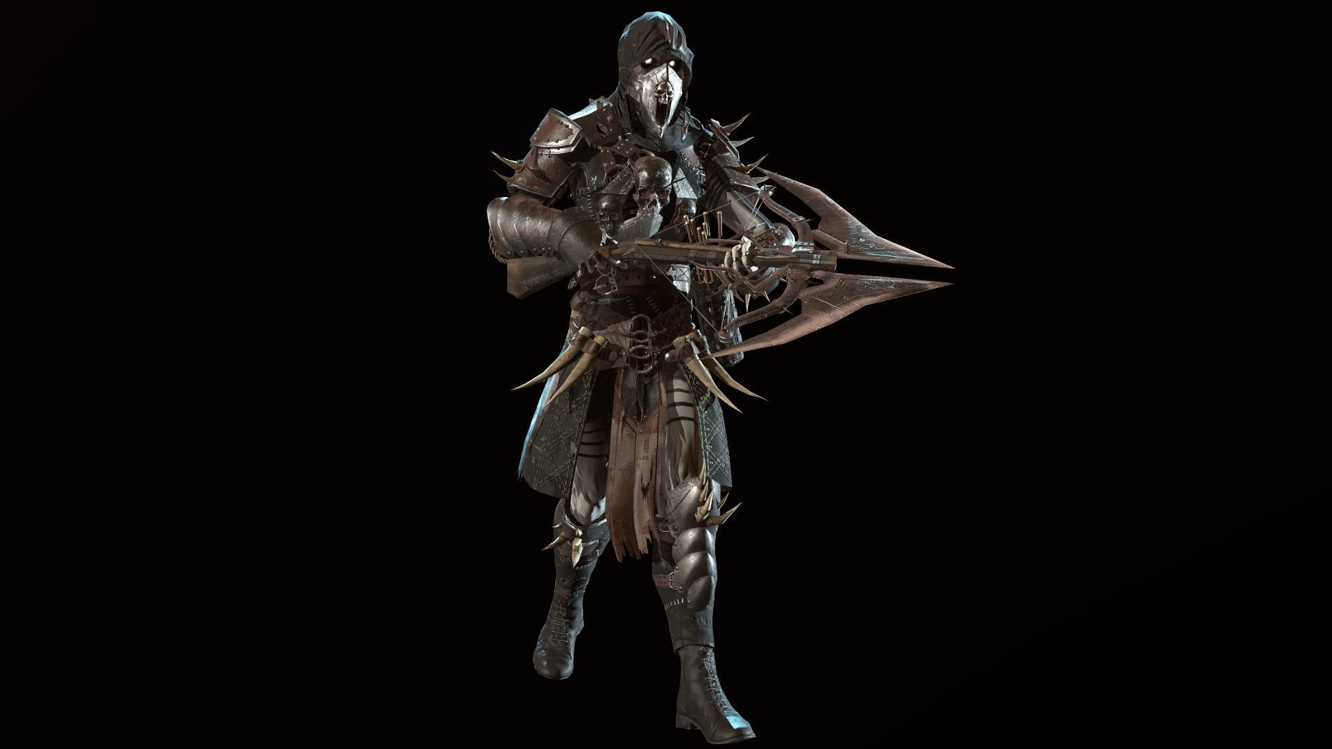 Skeleton Crossbowman Low-poly 3D model_12