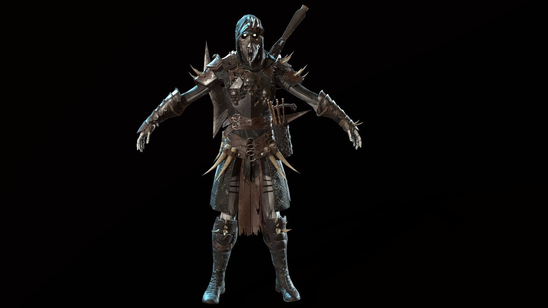 Skeleton Crossbowman Low-poly 3D model_6