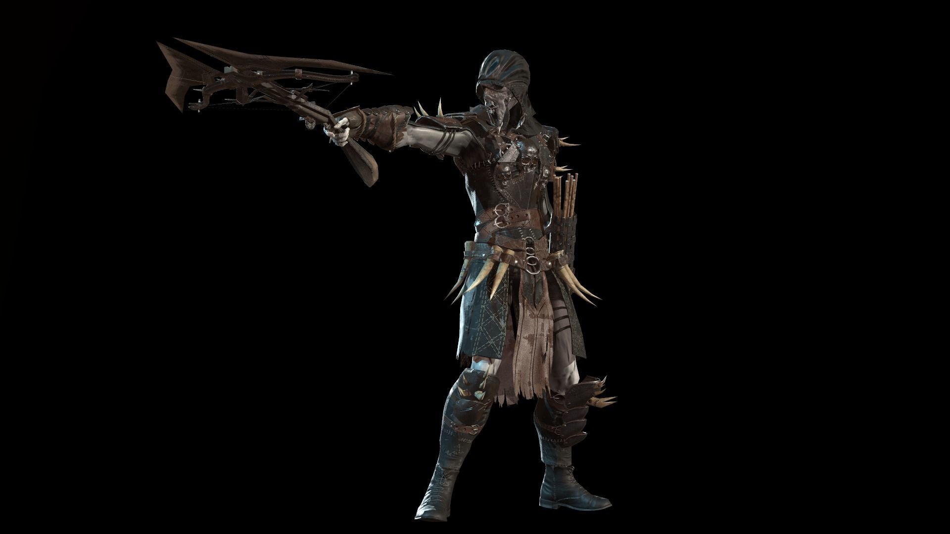 Skeleton Crossbowman Low-poly 3D model_16