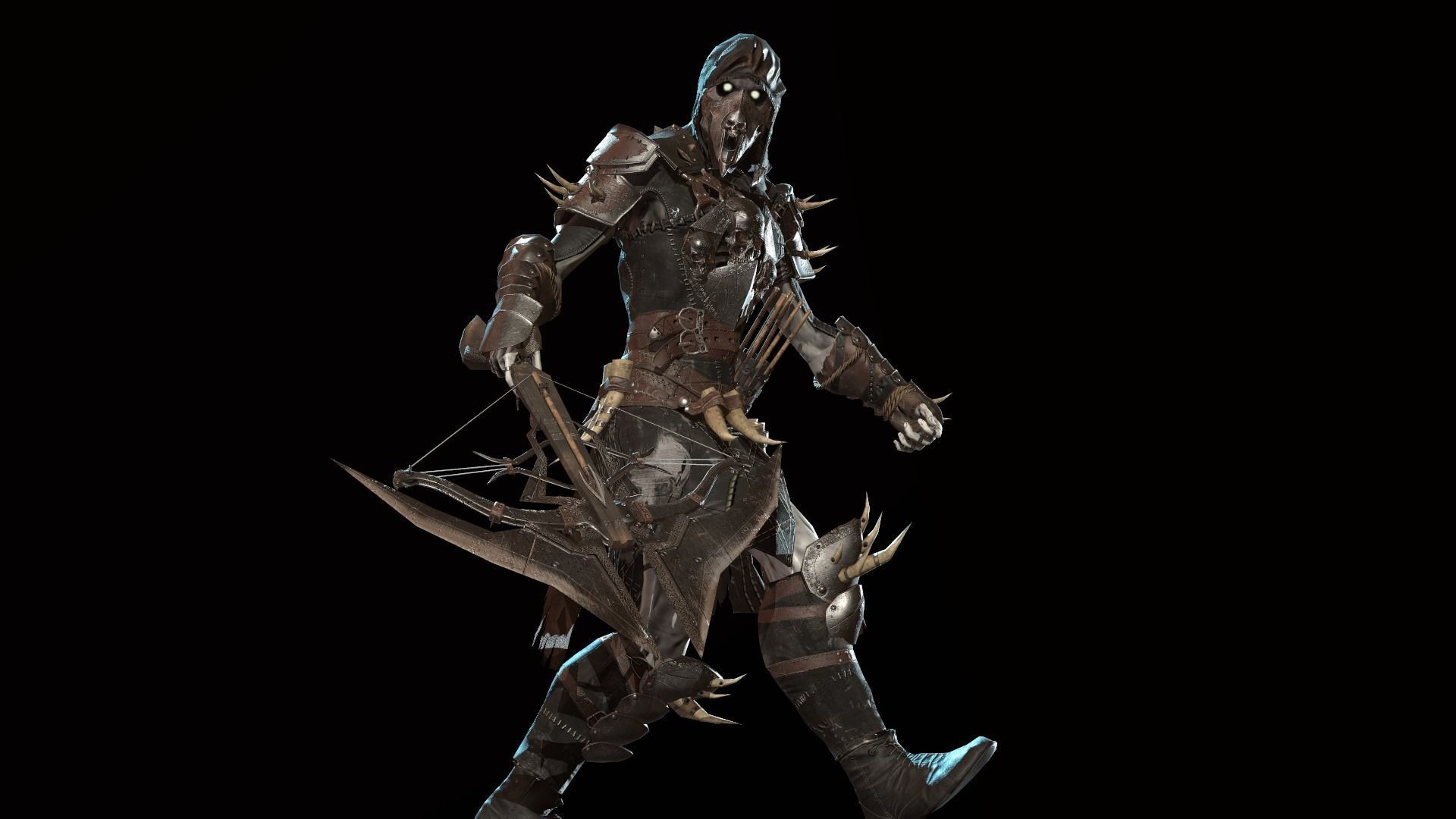 Skeleton Crossbowman Low-poly 3D model_14