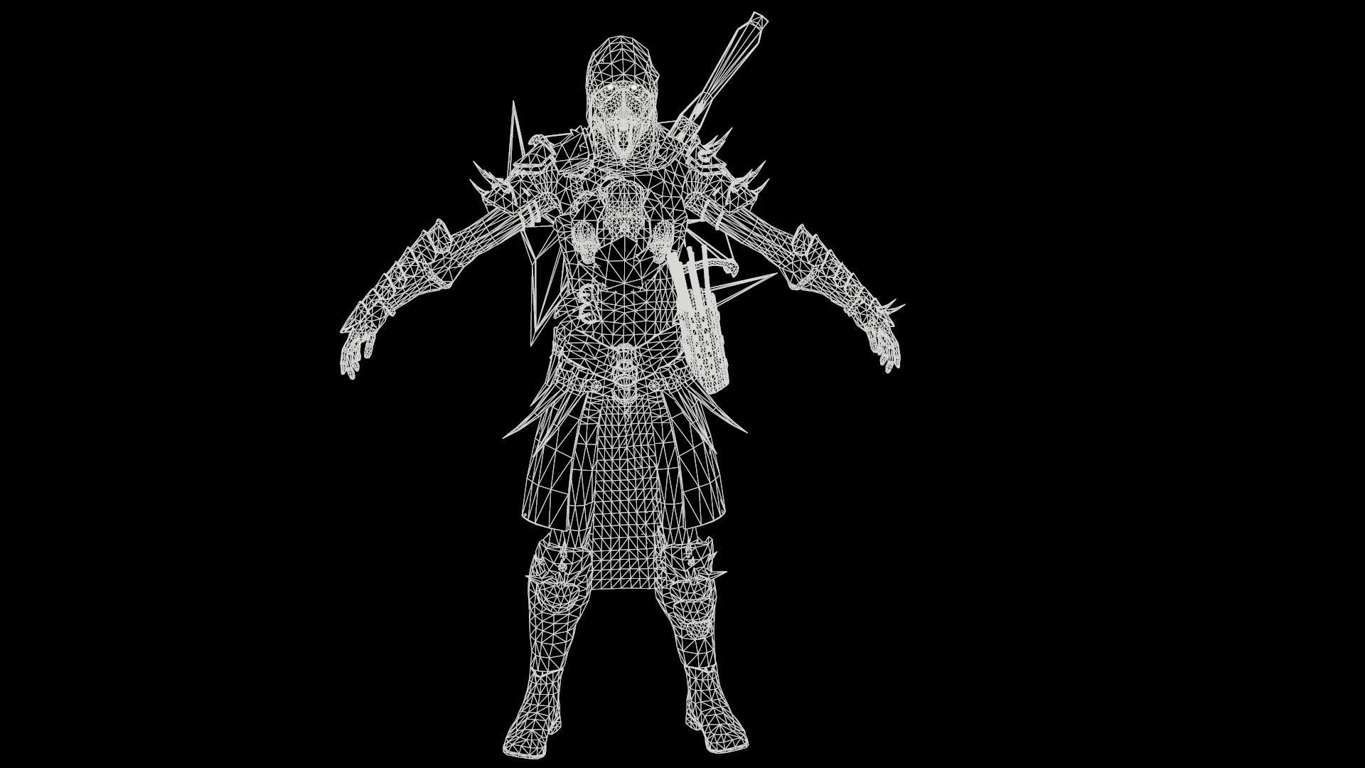 Skeleton Crossbowman Low-poly 3D model_7