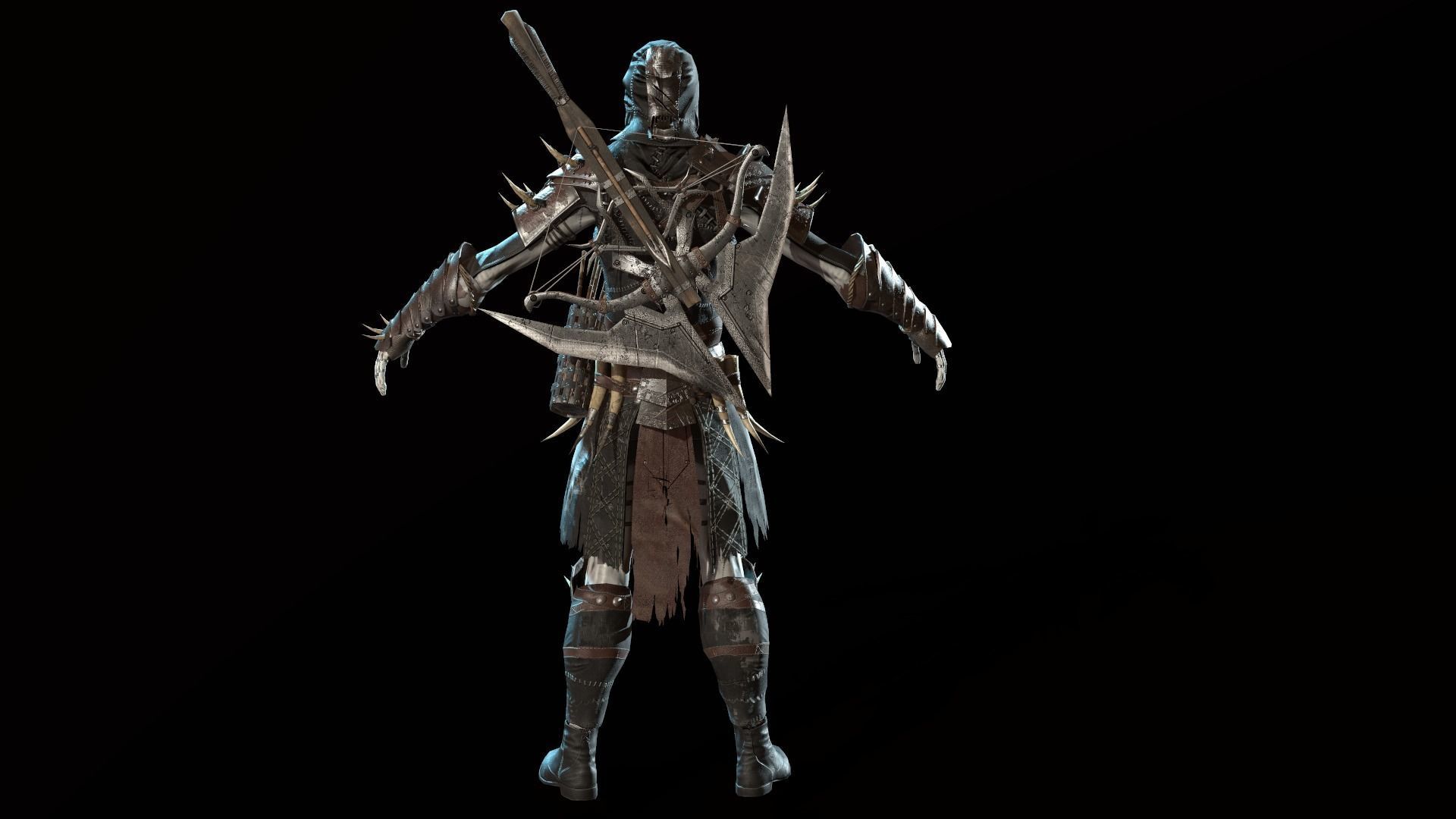 Skeleton Crossbowman Low-poly 3D model_4