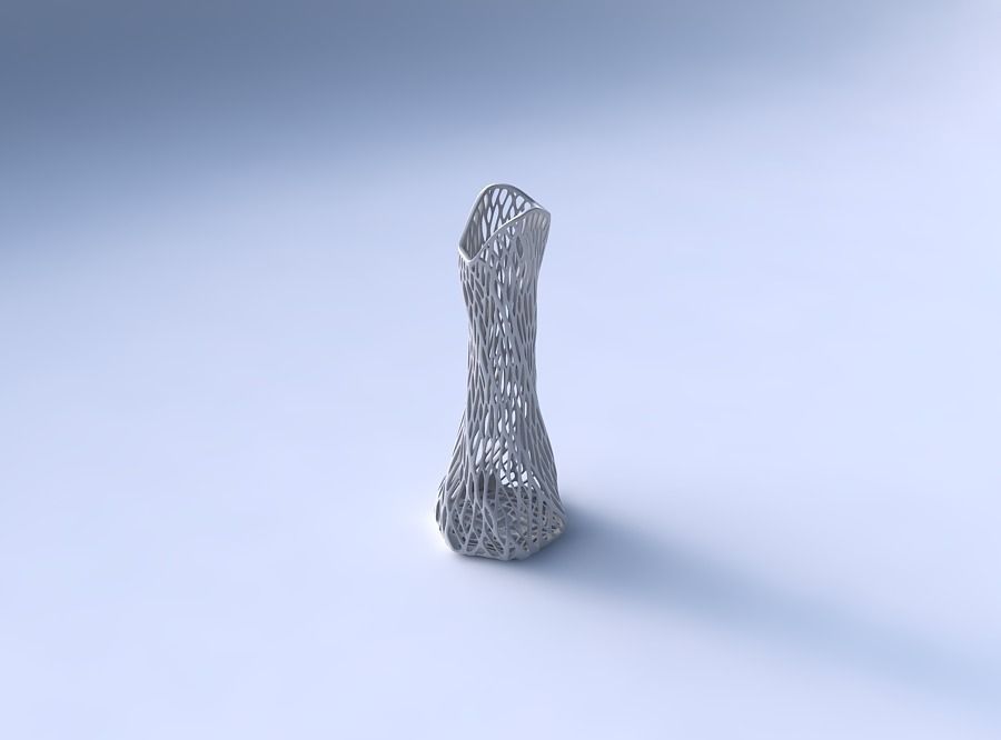 Vase twisted squeezed and bent hexagon 2 with twisted lattice... 3D print model_3