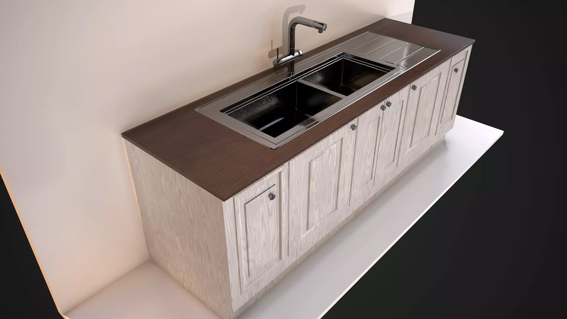 Kitchen Sink Unit - 3 Textured Versions Low-poly 3D model_0