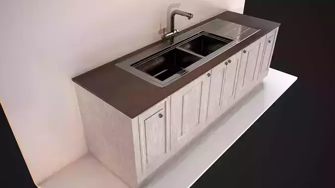 Kitchen Sink Unit - 3 Textured Versions Low-poly 3D model