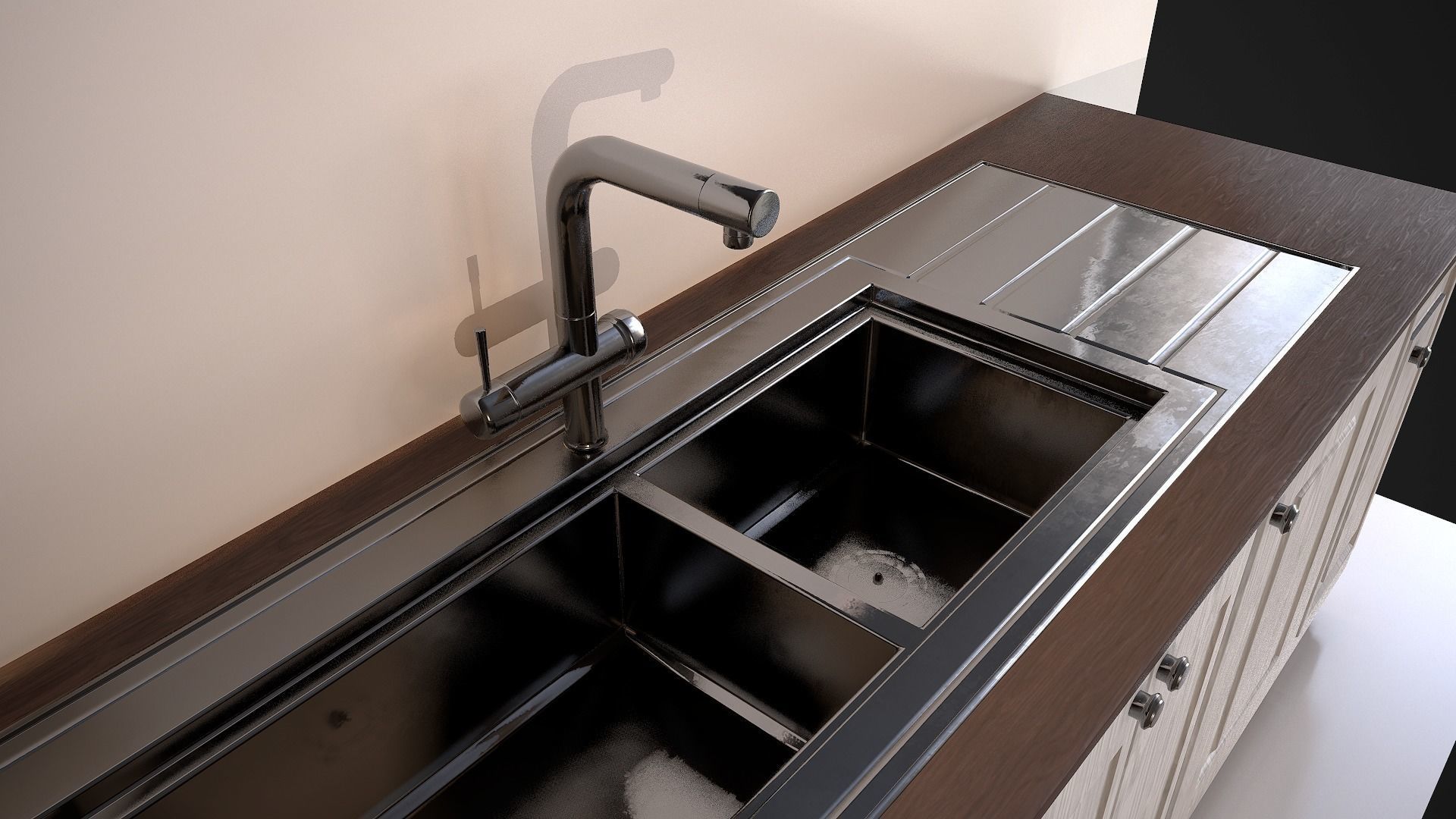 Kitchen Sink Unit - 3 Textured Versions Low-poly 3D model_2