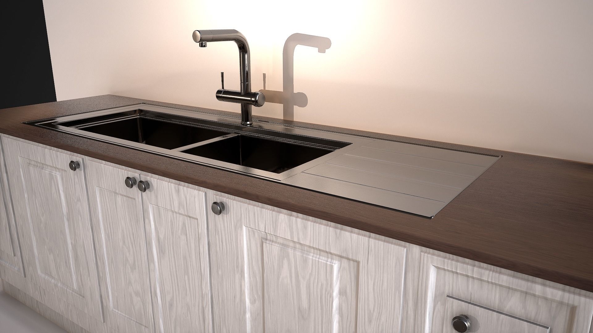 Kitchen Sink Unit - 3 Textured Versions Low-poly 3D model_1