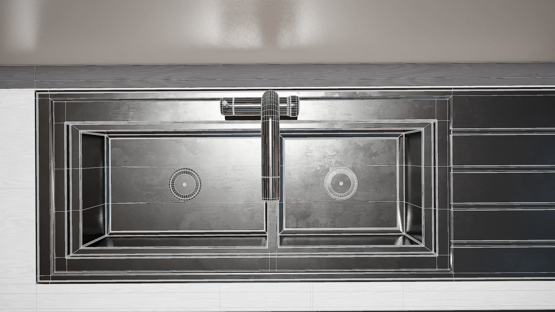 Kitchen Sink Unit - 3 Textured Versions Low-poly 3D model_12