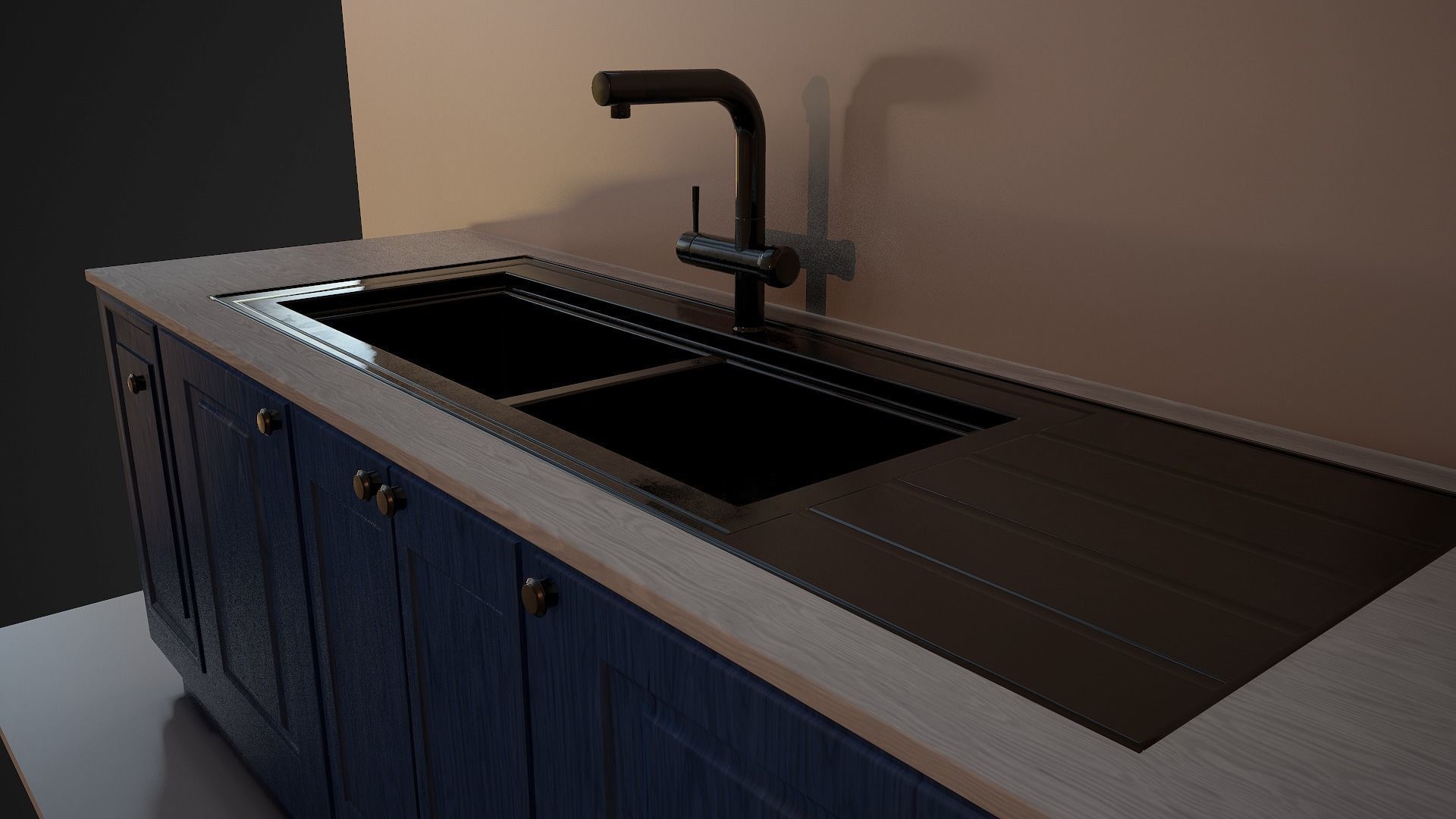 Kitchen Sink Unit - 3 Textured Versions Low-poly 3D model_9
